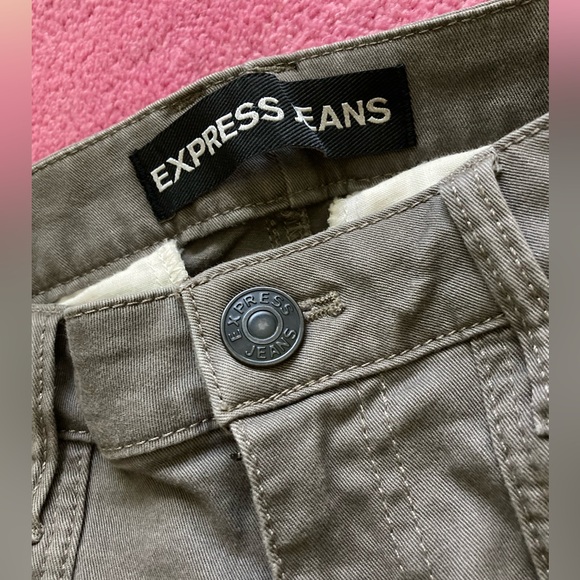 Express Stella Low Rise Army Green Cargo Pocket Skinny Crop Jeans 0 Y2K 90s - Picture 4 of 5